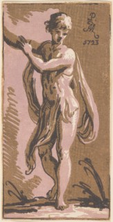 A Standing Youth Gesturing to His Right, 1723. Creators: Anton Maria Zanetti, Parmigianino.