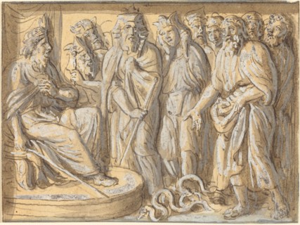 Moses and Aaron before Pharaoh, with the Rods Turned into Serpents. Creator: Luigi Ademollo.