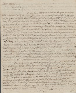 Autographed letter from James Ramsay to Catherine Macaulay, 1774-07.  Creator: James Ramsay.