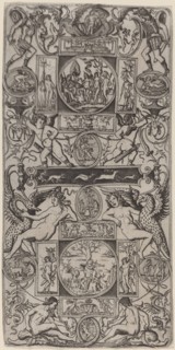Ornament Panel with Orpheus and the Judgment of Paris, c. 1507. Creator: Nicoletto da Modena.
