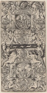Ornament Panel with Orpheus and the Judgment of Paris, c. 1507. Creator: Nicoletto da Modena.