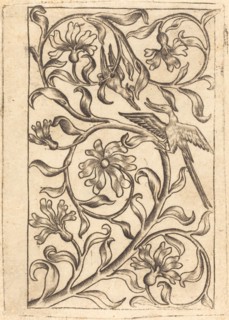 Vine Ornament with Two Birds, c. 1440/1450. Creator: Master of the Playing Cards, Follower of.