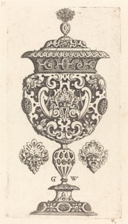 Goblet, rim decorated with masque with gaping mouth, published 1579. Creator: Georg Wechter I.