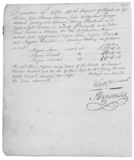 Appraisal of Property, Appraisal of slaves from the estate of..., 1772-12-21. Creator: Unknown.