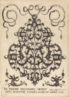 Title Page: Large Pendant, Two Winged Imaginary Figures at Bottom, 1596. Creator: Daniel Mignot.
