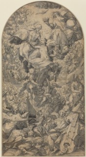 The Coronation of the Virgin with Angel Musicians and All Saints, c. 1590. Creator: Master J.N..