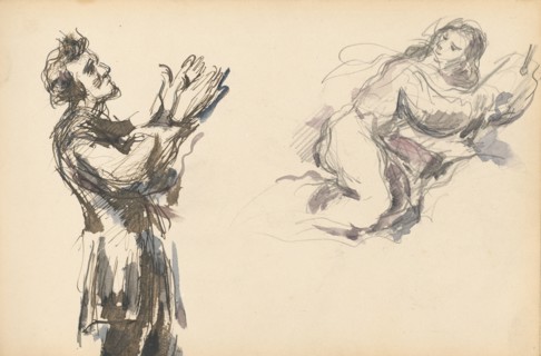 Victor Chocquet and an Angel for "The Apotheosis of Delacroix", 1878/1880. Creator: Paul Cezanne.