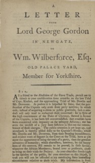 A letter from Lord George Gordon in Newgate, to Wm. Wilberforce, Esq...., 1792. Creator: Unknown.