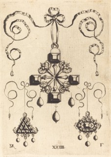 Pendant with Double Cross at Centre, Surrounded by Four Large Table-Stones. Creator: Daniel Mignot.