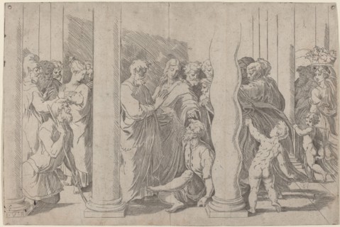 Saints Peter and John Healing the Lame Man at the Golden Gate, c. 1527/1530. Creator: Parmigianino.