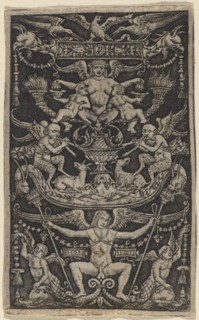 Panel of Ornament with a Satyress Feeding Two Children, c. 1505/1520. Creator: Peregrino da Cesena.