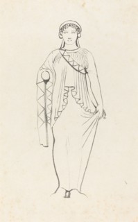 Statue on the Pediment over the West Front of a Temple at Egina, published 1829. Creator: W Walton.