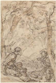 Don Quixote and Sancho Panza Witness the Attack on Rocinante, 1780s. Creator: Jean-Honore Fragonard.