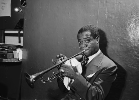 Portrait of Louis Armstrong, Aquarium, New York, N.Y., ca. July 1946. Creator: William Paul Gottlieb.