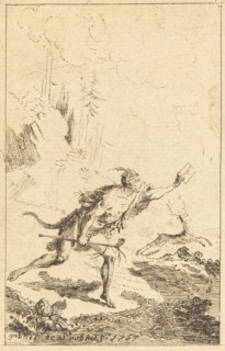 Envoy to M. de Saint-Denis by M. de Belle-Isle, Prisoner [left], 1767. Creator: Gabriel de Saint-Aubin.