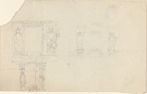 Structure with Figures in Asian Dress (Illustration for ?The Casket??), c. 1812?. Creator: John Flaxman.