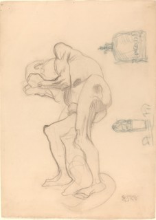Study of a Nude Old Woman Clenching Her Fists, and Two Decorative Objects, c. 1901. Creator: Gustav Klimt.
