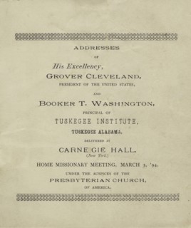 Addresses of His Excellency, Grover Cleveland and Booker T. Washington, title page, 1894. Creator: Unknown.