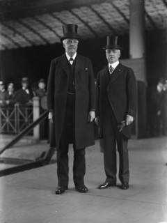 Robert Lansing, US Secretary of State, greeting Balfour, British Commissionn, 1917. Creator: Harris & Ewing.