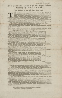 At a General Court of the Adventurers of the Royal African Company of England, 1744-02-28. Creator: Unknown.