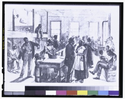 New York City- Colored refugees from Arkansas awaiting transportation to Liberia..., 1880. Creator: Unknown.