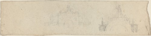 Studies for a Triumphal Arch Surmounted by Britannia [recto and verso], probably 1799. Creator: John Flaxman.