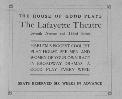 The house of good plays; The Lafayette Theatre; Seventh Avenue and 132nd Street, 1918-1922. Creator: Unknown.