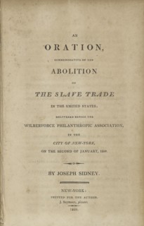 An Oration, Commemorative of the Abolition of the Slave Trade in the United States..., 1809. Creator: Unknown.