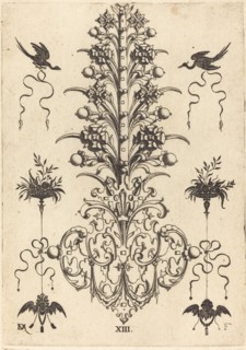 Hyacinth-Shaped Brooch with Birds at Top and Devil's- and Angel's-Head at Bottom, 1596. Creator: Daniel Mignot.