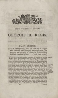 An act for regulating, until the first day of August 1799, the shipping and carrying..., 1798. Creator: Unknown.