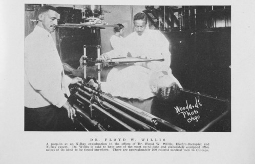 Dr. Floyd W. Willis; A peep-in at an X-ray examination in the offices of Dr. Floyd W..., 1925. Creator: Unknown.
