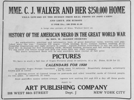'History of the American Negro in the Great World War'; By Hon. W. Allison Sweeney, 1918-1922. Creator: Unknown.