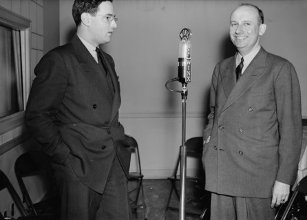 Portrait of Ted Weems and William P. Gottlieb, WINX, Washington, D.C., ca. 1940. Creator: Delia Potofsky Gottlieb.