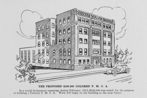 The proposed $ 100,00 Colored Y.M.C.A; In a social betterment campaign during February, 1913.... Creator: Unknown.