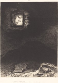 Lueur precaire, une tete a l'infini suspendue(Precarious glimmering, a head suspended, 1891. Creator: Odilon Redon.