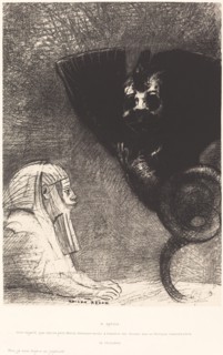 Le Sphynx...mon regard que rien ne peut devier, demeure tendu a travers les choses..., 1889. Creator: Odilon Redon.