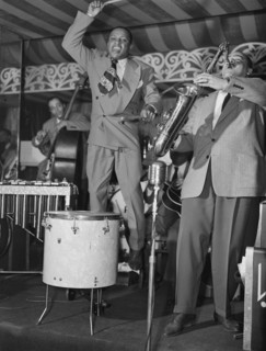 Portrait of Lionel Hampton and Arnett Cobb, Aquarium, New York, N.Y., ca. June 1946. Creator: William Paul Gottlieb.
