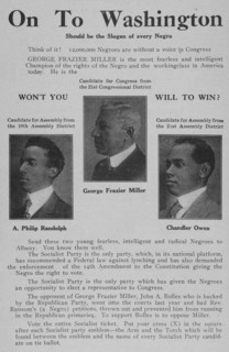 On to Washington; A. Philip Randolph, Candidate for Assembly from the 19th Assembly..., 1918-1922. Creator: Unknown.