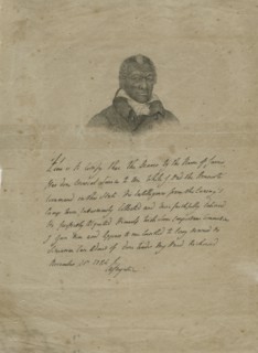James Armistead Lafayette - Facsimile of the Marquis de Lafayette's original certificate..., 1784. Creator: Unknown.