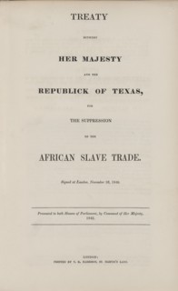 Treaty between Her Majesty and the republick of Texas, for the suppression of the African..., 1842. Creator: Unknown.