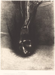 Les Sciapodes: La tete le plus bas possible, c'est le secret du bonheur! (The Skiapods...), 1889. Creator: Odilon Redon.