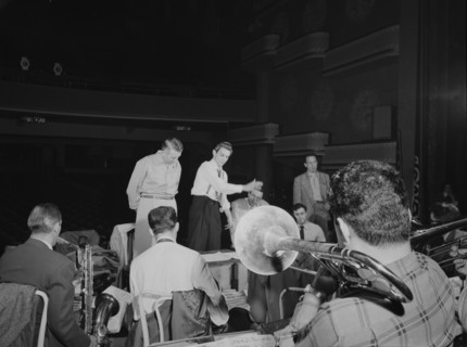 Portrait of Stan Kenton, Pete Rugolo, and Bob Graettinger, Richmond, Va.(?), 1947 or 1948. Creator: William Paul Gottlieb.