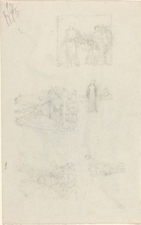 Studies of a Sickbed and Decorations for the Façade of Buckingham Palace [recto and verso], 1820/182 Creator: John Flaxman.