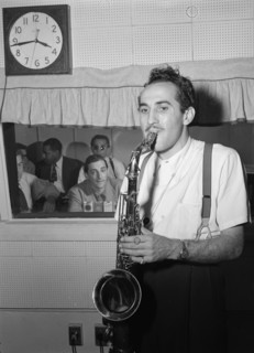 Portrait of Charlie Ventura and Herb Abramson, National studio(?), New York, N.Y., ca. 1946. Creator: William Paul Gottlieb.