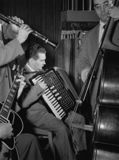 Portrait of Joe Mooney, Gaeton (Gate) Frega, and Andy Fitzgerald, Eddie Condon's, N.Y., 1947. Creator: William Paul Gottlieb.