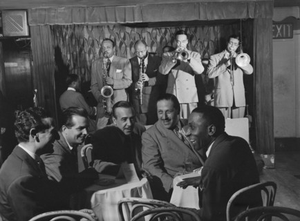 Portrait of Ben Webster, Eddie (Emmanuel) Barefield, Buck Clayton, Benny Morton...N.Y., 1947. Creator: William Paul Gottlieb.