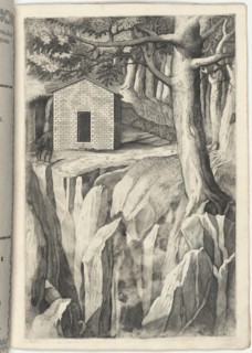 Monastic Cell of the Blessed John of La Verna (Cella del beato Giovanni della Verna) [plate T], 1612 Creator: Jacopo Ligozzi.