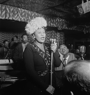 Portrait of Ella Fitzgerald, Dizzy Gillespie, Ray Brown, Milt Jackson..., Downbeat, N.Y., 1947. Creator: William Paul Gottlieb.