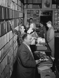 Portrait of Herbie Hill, Lou Blum, and Jack Crystal, Commodore Record Shop, N.Y., ca. Aug. 1947. Creator: William Paul Gottlieb.