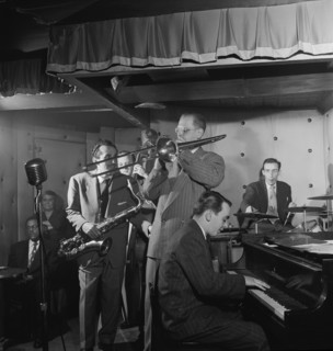 Portrait of Charlie Ventura, Curley Russell, Bill Harris, Ralph Burns...Three Deuces, N.Y., 1947. Creator: William Paul Gottlieb.